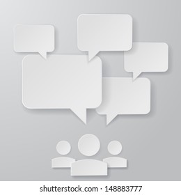 Stylish Paper Speech Bubbles Illustration