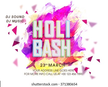 Stylish Party Invitation Card design for Indian Festival of Colours, Happy Holi celebration.