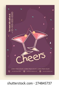 Stylish Party template, banner or flyer design in purple color.