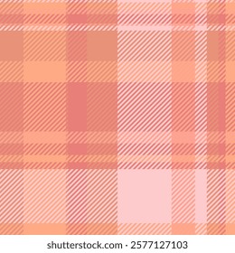 Stylish pastel pink and peach plaid pattern.  Perfect for textile design, website backgrounds, or fashion projects.  Creates a soft, modern, and visually appealing aesthetic.