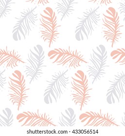 Stylish pattern with birds feather. (Can be used as texture for cards, invitations, DIY projects, web sites or for any other design.)