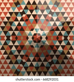 Stylish pattern from colored polygons with  effect of 3d pyramids. Vector illustration.