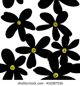 
Stylish pattern with daisies . Abstract flowers , a vector drawing by hand.