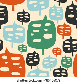 Stylish pattern with graphic monstera leaves in trendy flat style. It can be used for printing on fabric, wallpaper.