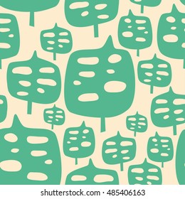 Stylish pattern with graphic monstera leaves in trendy flat style. It can be used for printing on fabric, wallpaper.