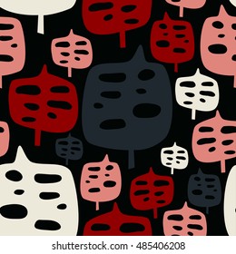 Stylish pattern with graphic monstera leaves in trendy flat style. It can be used for printing on fabric, wallpaper.