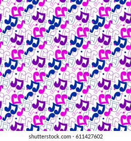 A stylish pattern of notes of pink, purple and blue