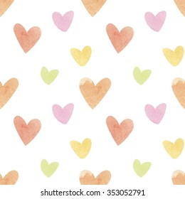 Stylish pattern with pink isolated hearts on white background. Vector illustration. Great for Baby, Valentine's Day, Mother's Day, wedding event, scrapbook, seasonal greeting card, surface textures.