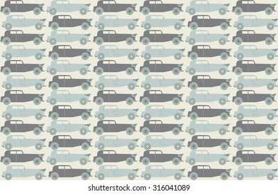 Stylish pattern with retro cars.
Background can be used for design fabric, paper, scrapbook, designs.