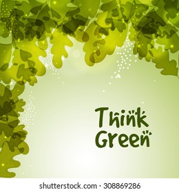 Stylish pattern with shiny green leaves for Ecology concept.