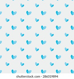 Stylish pattern with watercolor hearts. Vector illustration