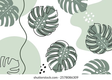 Stylish pbackground  featuring tropical leaves and shapes