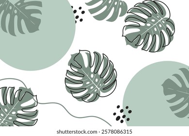 Stylish pbackground  featuring tropical leaves and shapes