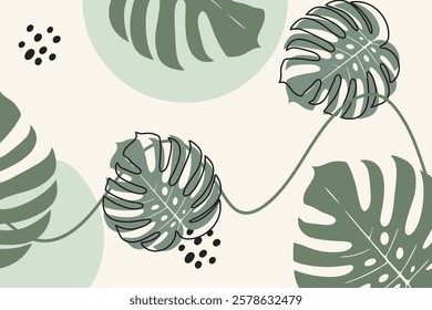 Stylish pbackground  featuring tropical leaves and shapes