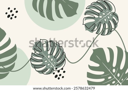 Stylish pbackground  featuring tropical leaves and shapes