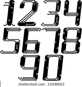 Stylish pcb electric wires numbers in italics