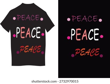 Un elegante diseño de camiseta con temática de paz con el clásico símbolo de la paz. Perfecto para promover la armonía, la positividad y el amor. Ideal para ropa de calle, moda casual, o artículos de regalo. Formato de Vector adecuado para la Impresión a la carta, serigrafía y diseño de prendas de vestir. Moderno, minimalista e inspirador.