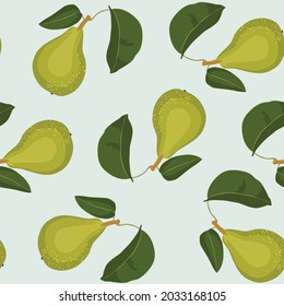 Stylish pear seamless pattern in scandinavian style. Fruit illustration. Natural seamless texture.