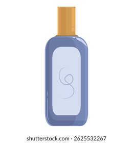 Elegante frasco de perfume em pé, mostrando seu design elegante e boné dourado