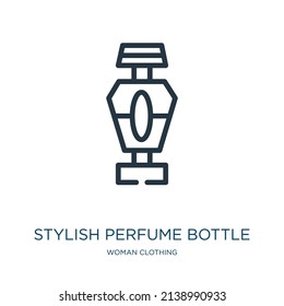 stylish perfume bottle thin line icon. beauty, stylish linear icons from woman clothing concept isolated outline sign. Vector illustration symbol element for web design and apps.