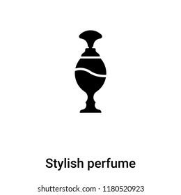 Stylish perfume bottle icon  vector isolated on white background, logo concept of Stylish perfume bottle  sign on transparent background, filled black symbol