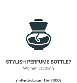 Stylish perfume bottle? vector icon on white background. Flat vector stylish perfume bottle? icon symbol sign from modern woman clothing collection for mobile concept and web apps design.