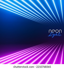 stylish perspective neon light lines in blue and purple color
