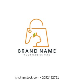 Stylish pet shop logo, with leaf on ear, modern gradient line art design.