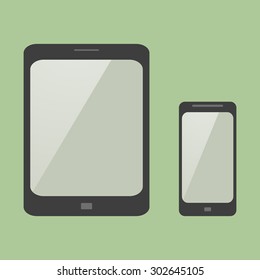 stylish phone and tablet in the flat design