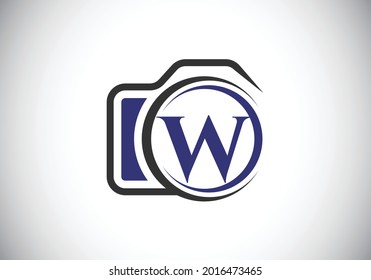 Alfabeto inicial de letra en monograma W con un icono de cámara. Ilustración vectorial del logo fotográfico. Diseño de logotipo moderno para el negocio de la fotografía y la identidad de la empresa.