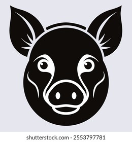 Stylish Pig Head Silhouette Icon Vector. Elegant and Minimalist Design Perfect for Chinese Zodiac Themes, Logos, and Creative Art Projects