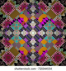 Stylish pink, black and white texture. Vector abstract geometric background. Seamless pattern with rhombus and polygons forming abstract wallpaper.