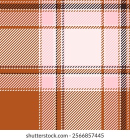 Stylish pink and brown plaid pattern.  Perfect for textile design, fashion, website backgrounds, or scrapbooking projects.  Modern geometric design with a soft, warm color palette.