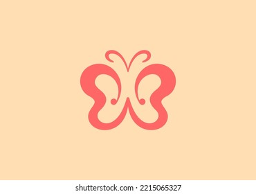 Stylish pink butterfly logo based on letter B