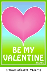 Stylish, pink graphics hearts standing out from the grass to sky fountain background. The words: Be my Valentine, please, can easily be replaced with your own text.