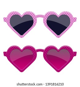 Stylish pink heart glasses vector design illustration isolated on white background