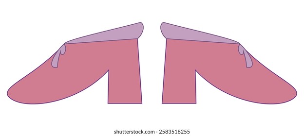 Stylish pink high-heeled shoes with a bow design. Vector illustration.