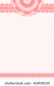 Stylish  pink postcard reflecting the image of flower and lace