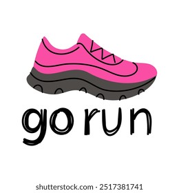 Stylish pink running shoe graphic promoting fitness and exercise in an energetic design