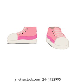 Stylish pink shoes on white background