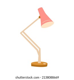 Stylish pink table lamp. Adjustable lighting fixture. Colorful vector isolated illustration hand drawn. Single object