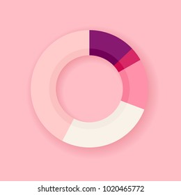 Stylish Pink Vector Pie Donut Chart Diagram Blank Infographics Design Element Template