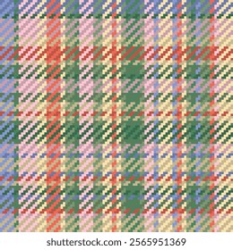 Stylish pixelated textile pattern in muted greens, pinks, and corals. Perfect for fashion, home decor, or website backgrounds.  A modern, geometric design with a soft, textured feel.