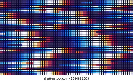 Stylish Pixels Glitch Effect Abstract Background. Glitched Stripes and Random Pixels Television Screen. Distorted Glitch Effect. NO SIGNAL TV Frame Vector.