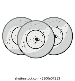 Stylish plates on white background, top view
