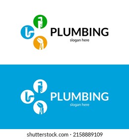 Stylish plumbing service logo. Vector illustration.