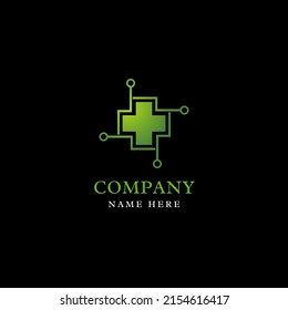 Stylish plus sign logo graphic vector illustration and text on black background. top view, perfect for healthcare business, clinic, hospital and more