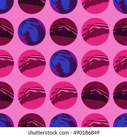 Stylish polka dot. Seamless pattern with round shapes. Melange background. Monochrome turquoise background