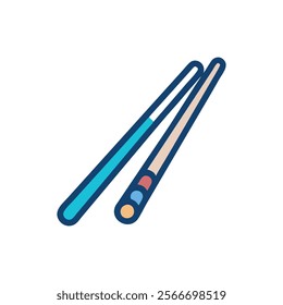 Stylish Pool Cue Icon Design