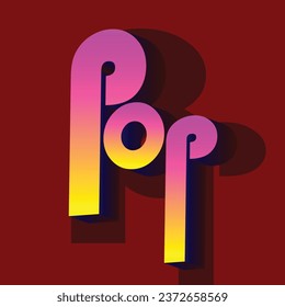 Icono de texto pop de estilo 3d sobre un fondo rojo, icono fácilmente modificable para diseños relacionados con el texto pop, arte vectorial